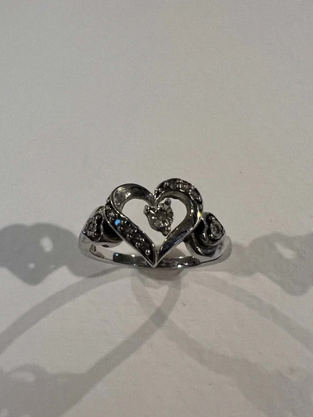 Sterling Silver Heart Ring with 1/20 ct diamond weight
